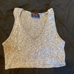Gray Hooded Crop Top